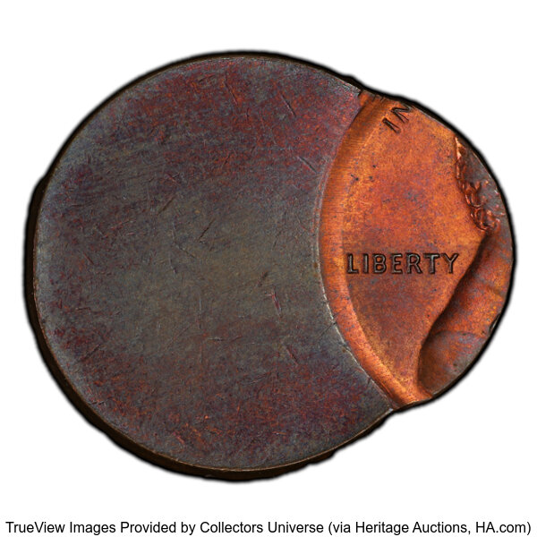 image for: Undated 1C Lincoln Memorial Cent, Copper -- Struck 70% off-Center -- MS64 Red and Brown PCGS....
