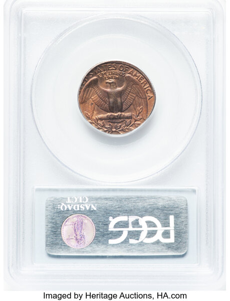 image for: 1978 25C Washington Quarter -- Struck on Cent Planchet -- MS65 Red and Brown PCGS.  Mintage 521,452,000....