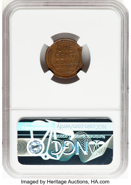 image for: 1942 1C Lincoln Cent -- Curved Clip @3:00 -- AU58 NGC. NGC Census: (2/12).  Mintage 657,828,600....