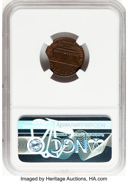 image for: 1969-D 1C Lincoln Cent -- Curved Clip at 9:30 -- MS62 Brown NGC....