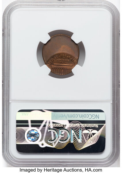 image for: 1971-D 1C Lincoln Cent -- Struck 50% Off Center -- MS63 Red and Brown NGC. NGC Census: (6/31)....