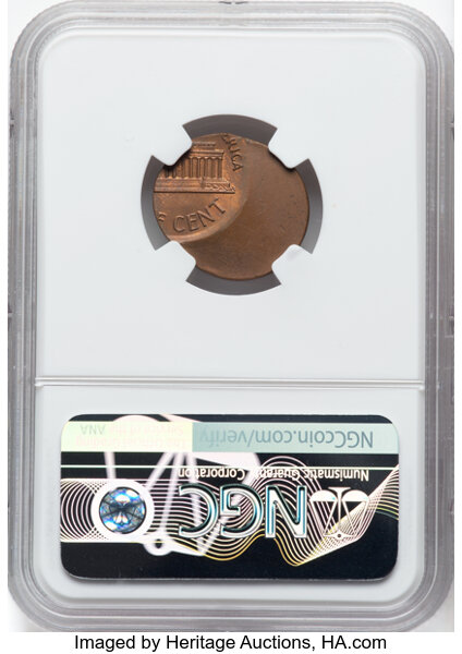 image for: 1971-D 1C Lincoln Cent -- Struck 50% Off Center -- MS62 Brown NGC. NGC Census: (3/2)....