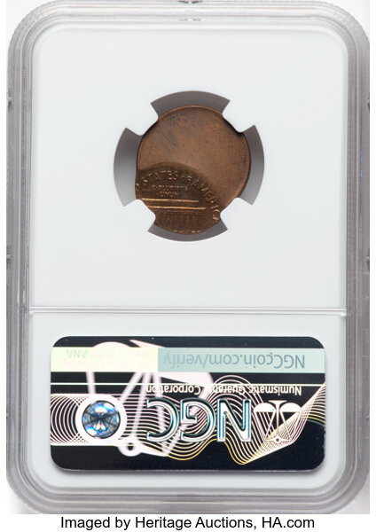image for: 1972-D 1C Lincoln Cent -- Struck 60% Off Center -- MS63 Red and Brown NGC. NGC Census: (4/18)....