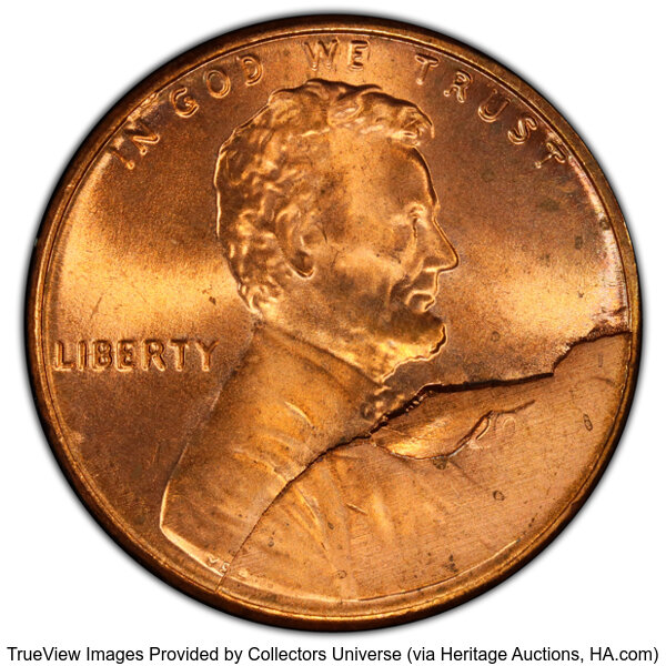 image for: 2021-D 1C Lincoln Cent Shield -- Retained Cud -- MS64 Red PCGS. PCGS Population: (18/471 and 0/4+)....