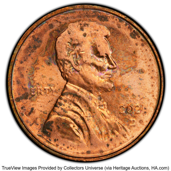 image for: 2021-D 1C Lincoln Cent Shield -- Filled Dies -- MS61 Red PCGS. PCGS Population: (0/498 and 0/4+)....