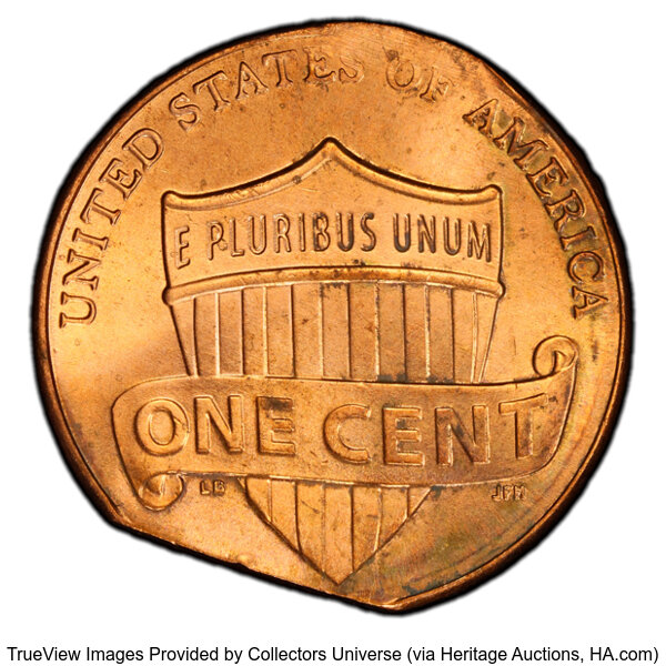 image for: 2021 1C Lincoln Cent Shield -- 4% Straight Clip -- MS62 Red PCGS. PCGS Population: (2/350 and 0/5+)....