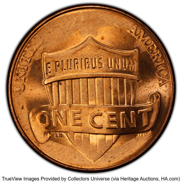 image for: 2020 1C Lincoln Cent Shield -- Struck Through Grease -- MS65 Red PCGS. PCGS Population: (82/412 and 1/3+)....