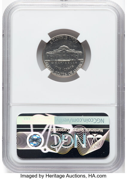 image for: 2000-D 5C Jefferson Nickel -- Obverse Struck, Thru Capped Die -- MS64 Full Steps NGC. NGC Census: (3/12)....
