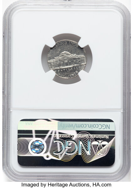 image for: 2000-D 5C Jefferson Nickel -- Struck on a Dime Blank -- AU58 NGC. 2.2. grams. The NGC holder incorrectly asserts that t...