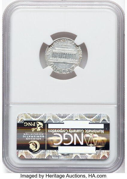 image for: 1960 1C Lincoln Cent, Large Date -- Struck On a 10C Planchet -- AU55 NGC. 2.5 Grams. NGC Census: (4/20).  Mintage 588,096,6...