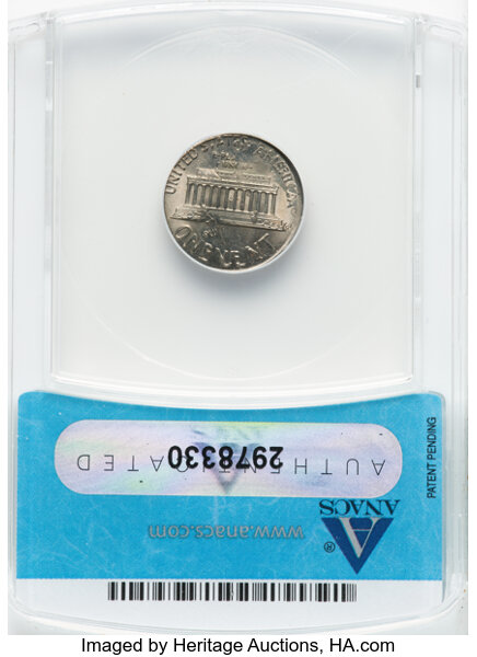 image for: 1990 1C Lincoln Cent -- Double Denomination, Struck on a 1989-P Dime -- MS63 ANACS....