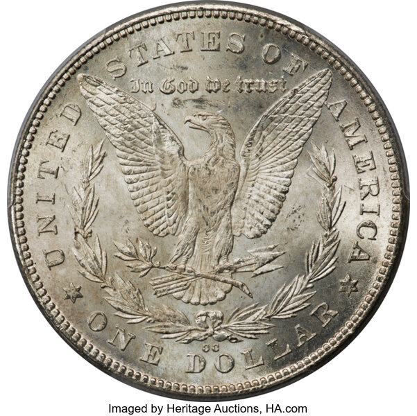 image for: 1880-CC $1 8/7, Reverse of 1878, VAM-7, MS66 PCGS. A Hit List 40 Variety....