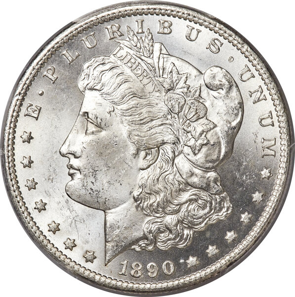 image for: 1890-CC $1 Tail Bar, VAM-4, MS63 PCGS. A Top 100 Variety. CDN: $3,000 Whsle. Bid for NGC/PCGS MS63....