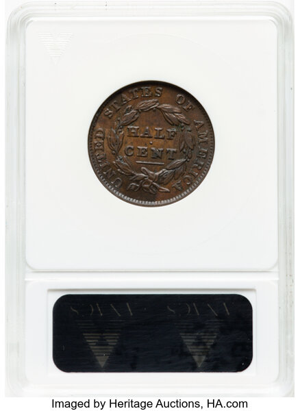 image for: 1835 1/2 C C-2, B-2, R.1, AU53 ANACS.  Mintage 398,000....