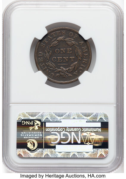 image for: 1837 Medium Letters, N-7 1c NGC VF35 BN