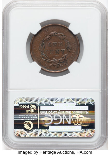 image for: 1837 Head of 1838 1c NGC XF45 BN