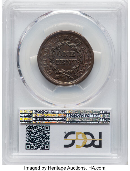 image for: 1854 1c PCGS MS63 BN