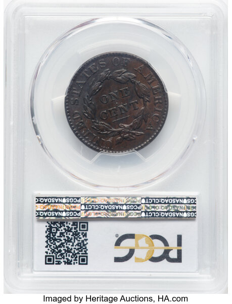 image for: 1830 Large Letters 1c PCGS AU55 BN
