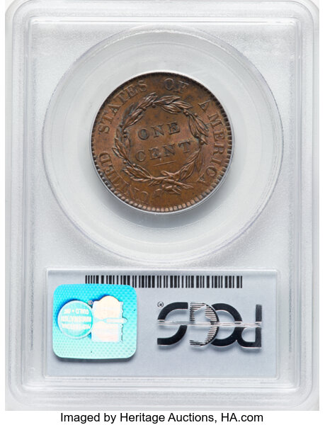 image for: 1820 Large Date, N-13 1c PCGS MS64 BN CAC