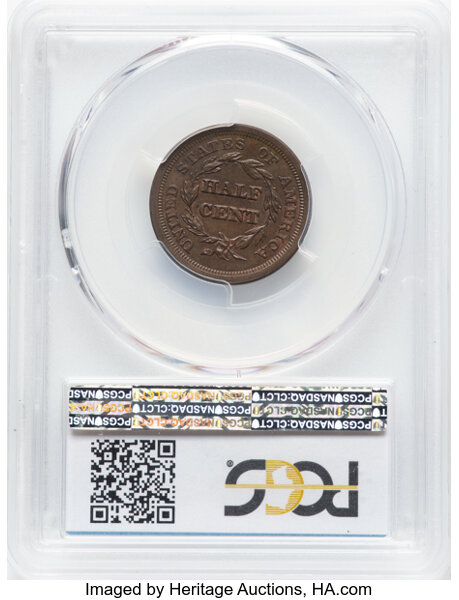 image for: 1851 1/2 C C-1, B-1, R.1, MS64 Brown PCGS. PCGS Population: (64/8).  Mintage 147,672....