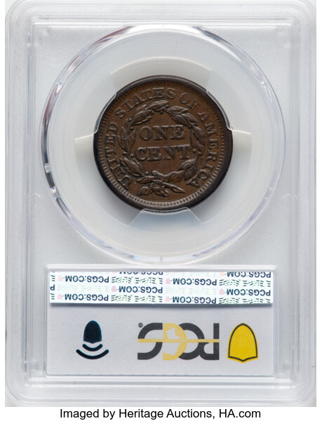 image for: 1857 Small Date, N-4 1c PCGS AU50 BN
