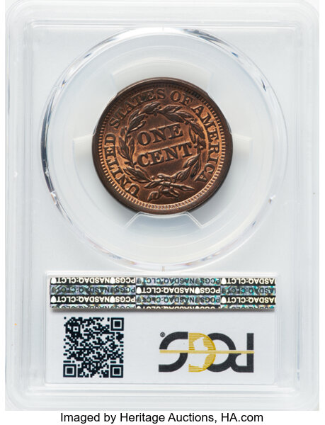 image for: 1853 N-25 1c PCGS MS64 RB