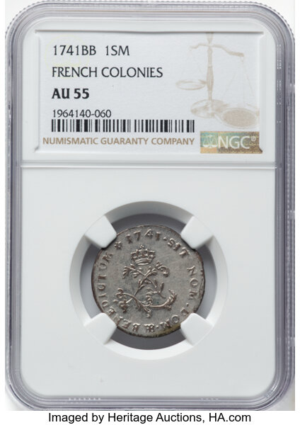image for: 1741-BB French Colonies Sou Marque AU55 NGC. NGC Census: (1/3)....
