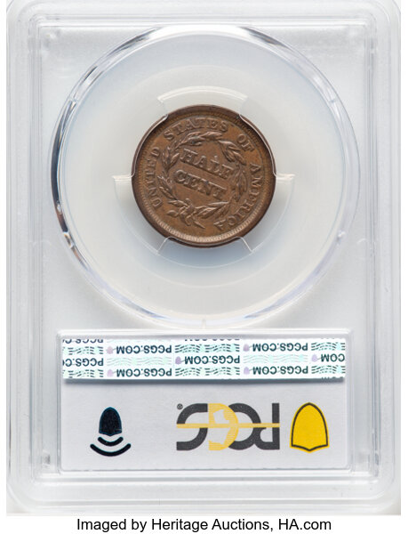 image for: 1849 1/2 C Large Date, C-1, B-4, R.2, AU58 PCGS.  Mintage 39,864....