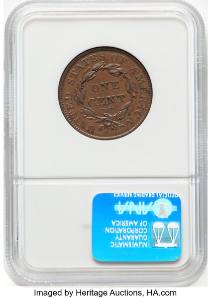 image for: 1837 Medium Letters, N-6 1c NGC AU58 BN