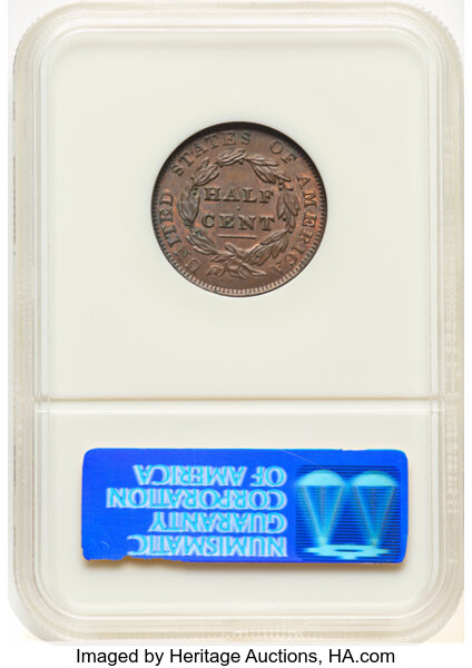 image for: 1835 1/2 C C-2, B-2, R.1, MS64 Red and Brown NGC. Housed in a Generation 6 fatty holder. CDN: $1,000 Whsle. Bid for NGC/PCG...