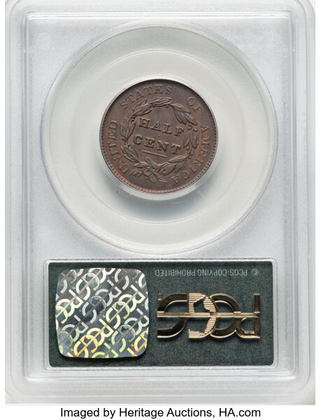 image for: 1829 1/2 C C-1, B-1, R.1, MS63 Red and Brown PCGS. Housed in a Generation 3.1 green label holder. PCGS Population: (0/6). C...