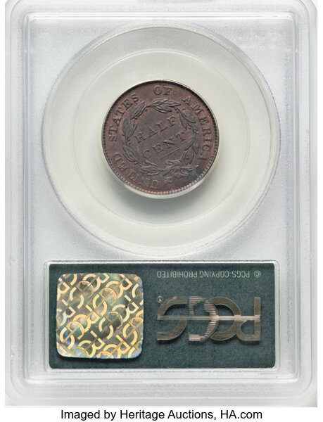image for: 1826 1/2 C C-1, B-1, R.1, MS63 Red and Brown PCGS. Housed in a Generation 3.1 green label holder. PCGS Population: (2/2). C...