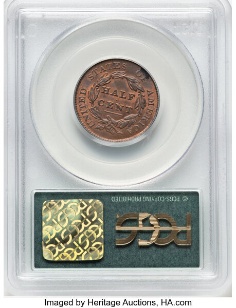 image for: 1828 1/2 C 13 Stars, C-3, B-2, R.1, MS63 Red and Brown PCGS. Housed in a Generation 3.1 green label holder. PCGS Population...