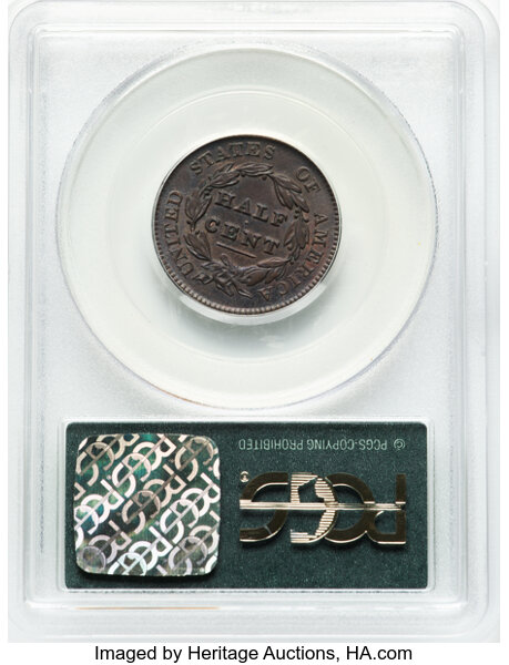 image for: 1829 1/2 C C-1, B-1, R.1, AU55 PCGS. Gold CAC. Housed in a Generation 3.1 green label holder. PCGS Population: (53/212). CA...