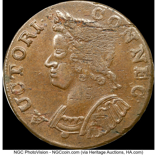 image for: 1786 Connecticut, Mailed Bust Left, M. 5.11-R, W-2660, R.5, MS61 Brown NGC. Ex: Ford - Donald G. Patrick Collection. 36.6 gr...