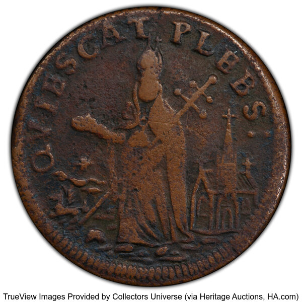 image for: (1670-75) New Jersey, St. Patrick Farthing, M. 1c.28-Da.9, VF30 PCGS....