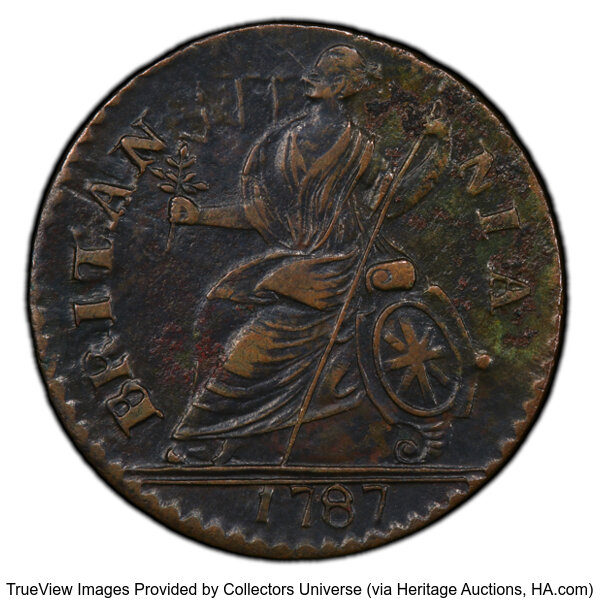 image for: '1787' 1/2 P Machin's Mills Halfpenny, Vlack 21-87D, W-7970, R.4, XF45+ PCGS. PCGS Population: (1/3 and 1/0+)....