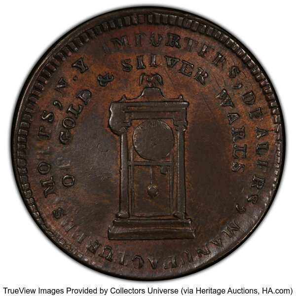 image for: 1789 Mott Token, Thick Planchet, Plain Edge MS62 Brown PCGS. Breen-1020, Rulau-E-NY-610, W-NY-820-10a. PCGS Population: (15/...