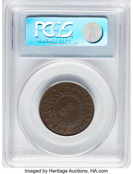 image for: 1783 Nova Constellatio, Pointed Rays, Small U.S. Copper PCGS AU50 BN