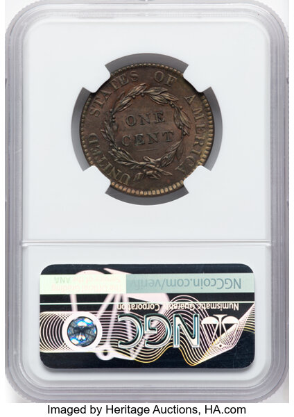 image for: 1820 Large Date 1c NGC MS63 BN