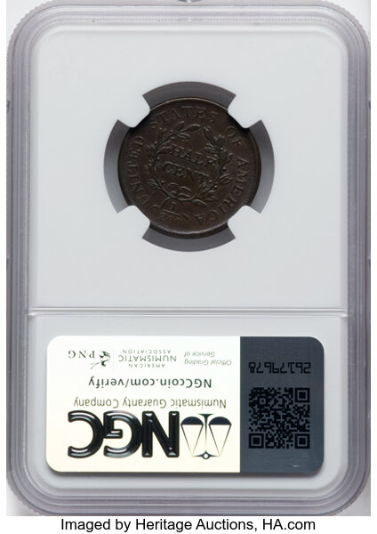 image for: 1806 1/2 C Small 6, No Stems, C-1, B-3, R.1, AU50 NGC. CAC. CAC Population: (8/56). Mintage 356,000....