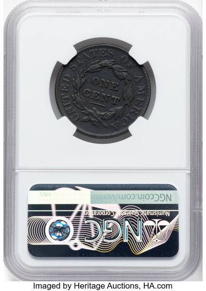 image for: 1827 1C N-11, R.1, AU55 NGC. NGC Census: (20/51).  Mintage 2,357,732....