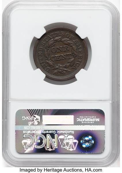 image for: 1852 N-17 1c NGC AU50 BN