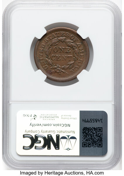 image for: 1854 N-17 1c NGC AU58 BN