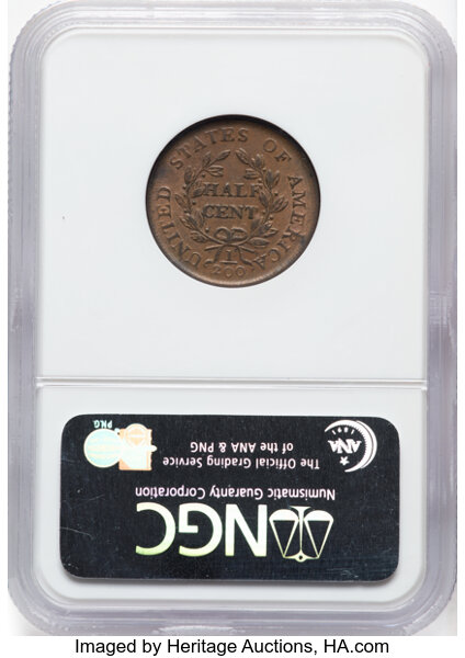 image for: 1804 1/2 C Crosslet 4, Stems, C-10, B-9, R.1, AU58 NGC. NGC Census: (15/18)....