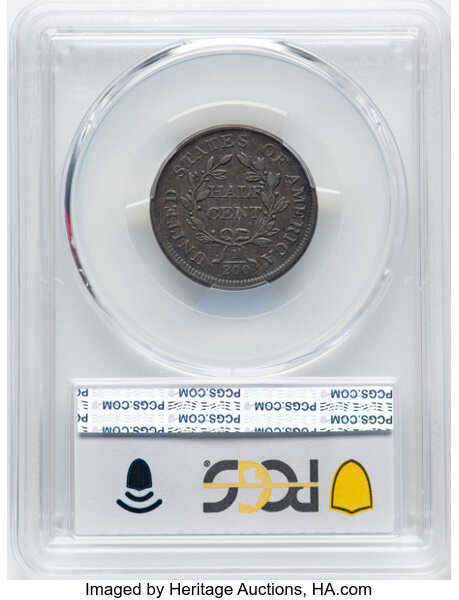 image for: 1804 Plain 4, No Stems, C-13 1/2c PCGS VF35 BN