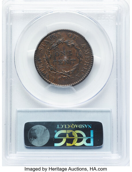 image for: 1820 Large Date, N-13 1c PCGS AU50 BN