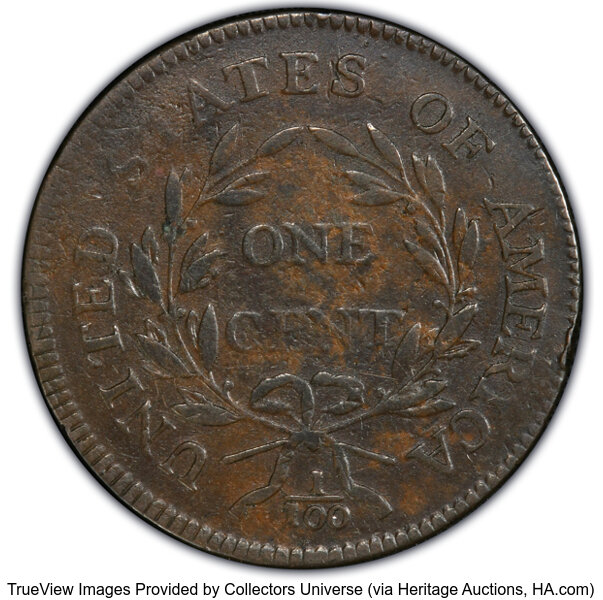 image for: 1796 Liberty Cap, S-91  1c PCGS VF30 BN