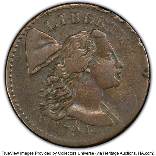 image for: 1794 1C Head of 1794, S-54, B-46, R.3, VF35 PCGS. Breen Die State I, no clash marks. This splendid Liberty Cap cent display...
