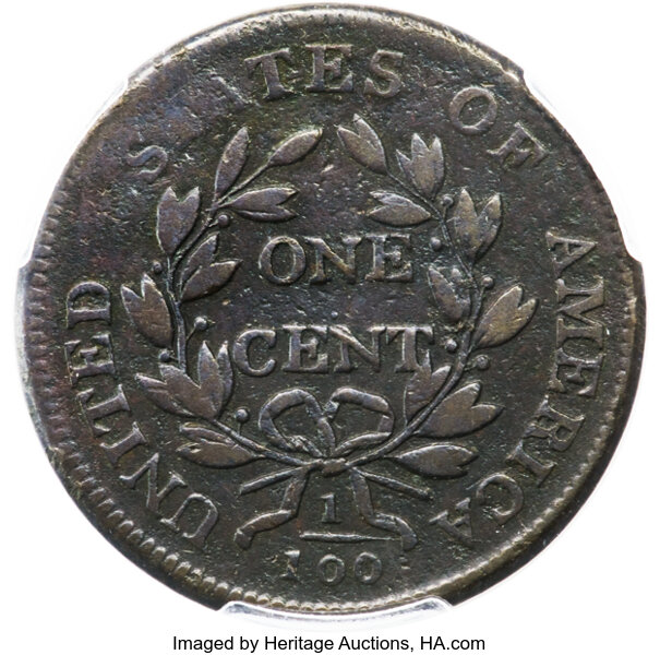 image for: 1807 1C Small Fraction, S-274, B-4, R.2, VF25 PCGS. Breen Die State IV, with a repolished obverse die, and the reverse bulg...